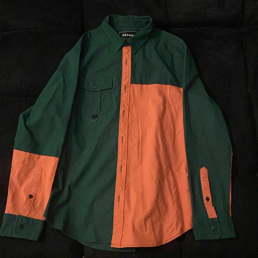 Reason Long Sleeve Shirt Orange and Green